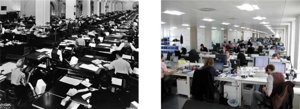 Office work, then and now